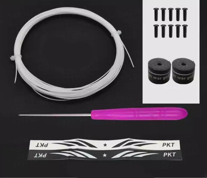 Proberos® Replacement Badminton Racket Strings for 2 Rackets, Racket String Repair Kit with Accessories & Tools, Nylon Fiber Strings, 0.78mm, String Tension 26lbs, 10m Long Per Roll Proberos® Replacement Badminton Racket Strings for 2 Rackets, Racket String Repair Kit with Accessories & Tools, Nylon Fiber Strings, 0.78mm, String Tension 26lbs, 10m Long Per Roll